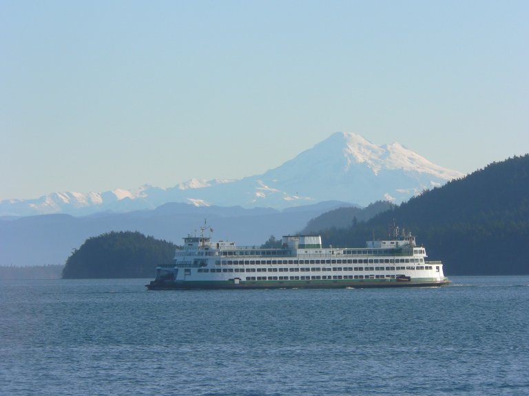 Washington State Ferry with Mt. Baker in background